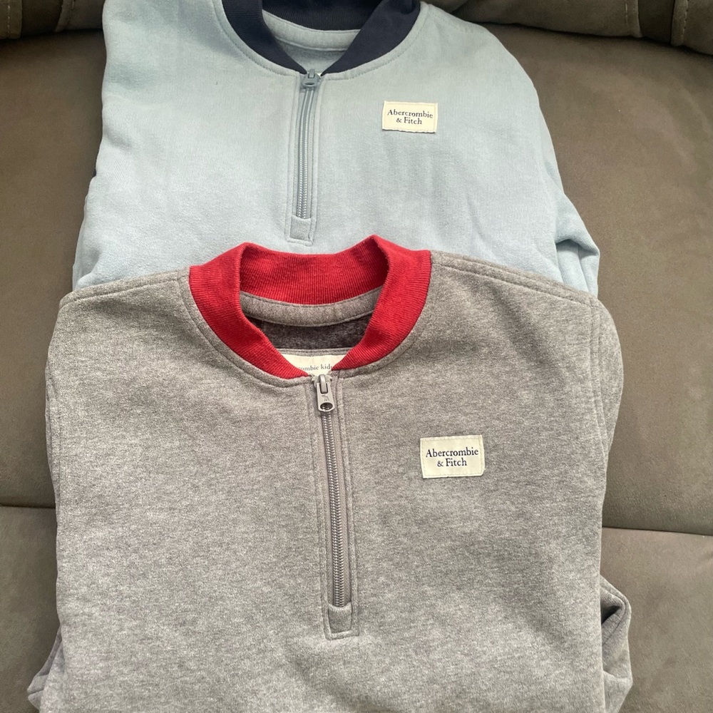 Abercrombie & Fitch Gray and Light Blue Pullovers
